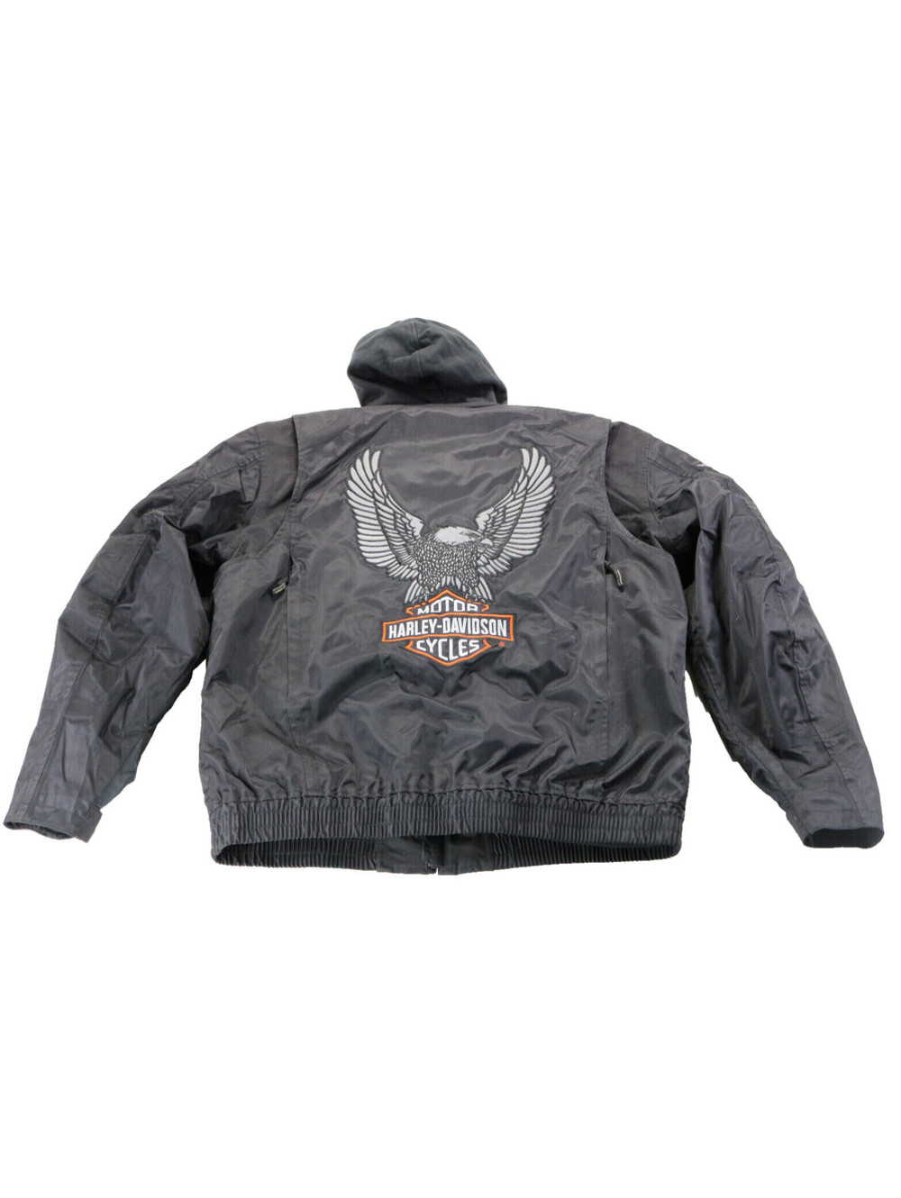 harley davidson waterproof jacket XL black nylon reflective hoodie liner bar zip